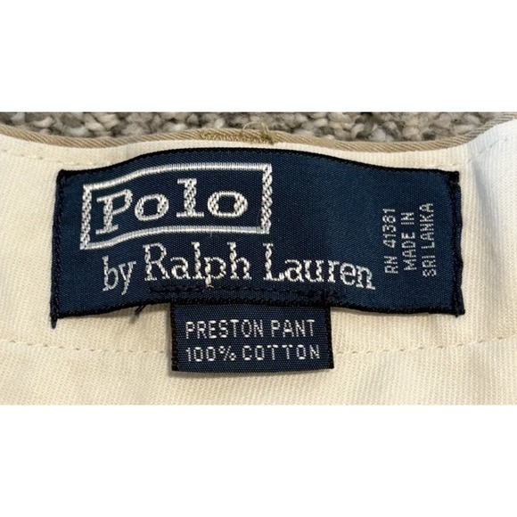 Vtg Polo Ralph Lauren Preston Pant Men's 40x32 Tan Khaki Preppy Chino - Picture 2 of 8